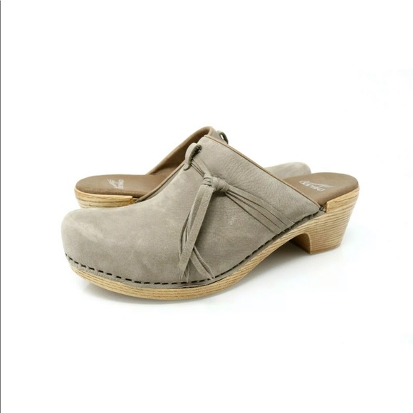 Dansko Shoes - Dansko Miriam Clog Taupe Leather Tassel Mule Beige